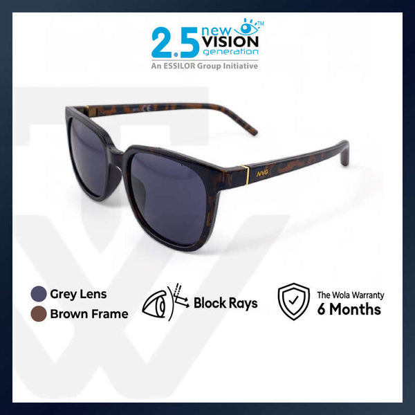 2.5 NVG Unisex's Rectangle Frame Brown Plastic UV Protection Sunglasses SUNSC36906