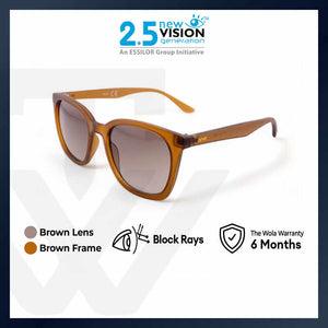 2.5 NVG Unisex's Rectangle Frame Brown Plastic UV Protection Sunglasses SUNSC37001