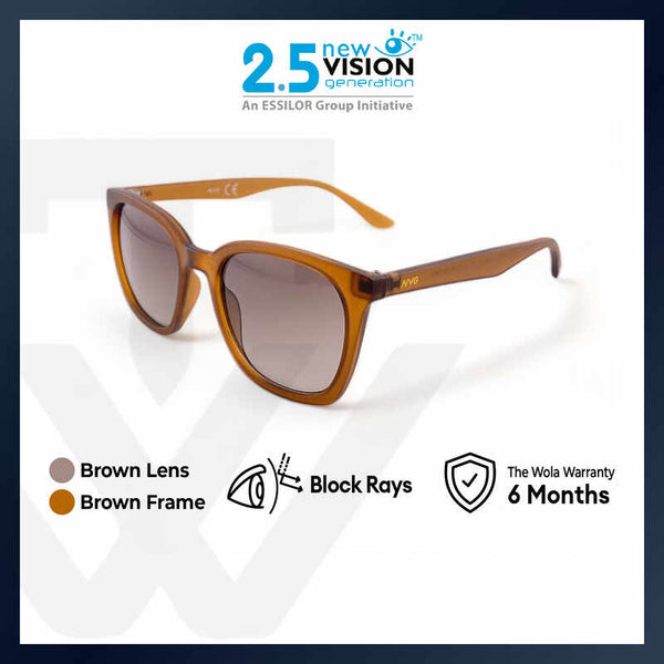 2.5 NVG Unisex's Rectangle Frame Brown Plastic UV Protection Sunglasses SUNSC37001