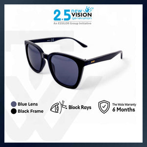 2.5 NVG Unisex's Rectangle Frame Black Plastic UV Protection Sunglasses SUNSC37002