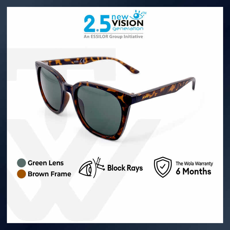 2.5 NVG Unisex's Rectangle Frame Amber Plastic UV Protection Sunglasses SUNSC37006