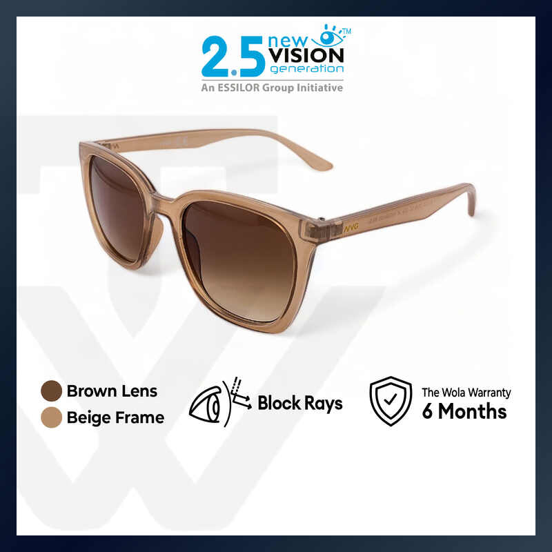 2.5 NVG Unisex's Rectangle Frame Beige Plastic UV Protection Sunglasses SUNSC37026