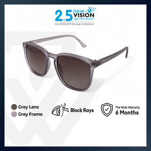 2.5 NVG Unisex's Rectangle Frame Grey Plastic UV Protection Sunglasses SUNSC37120