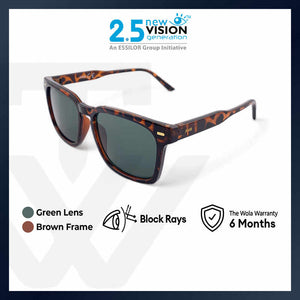 2.5 NVG Unisex's Rectangle Frame Brown Plastic UV Protection Sunglasses SUNSC37206