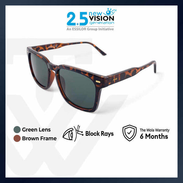 2.5 NVG Unisex's Rectangle Frame Brown Plastic UV Protection Sunglasses SUNSC37206