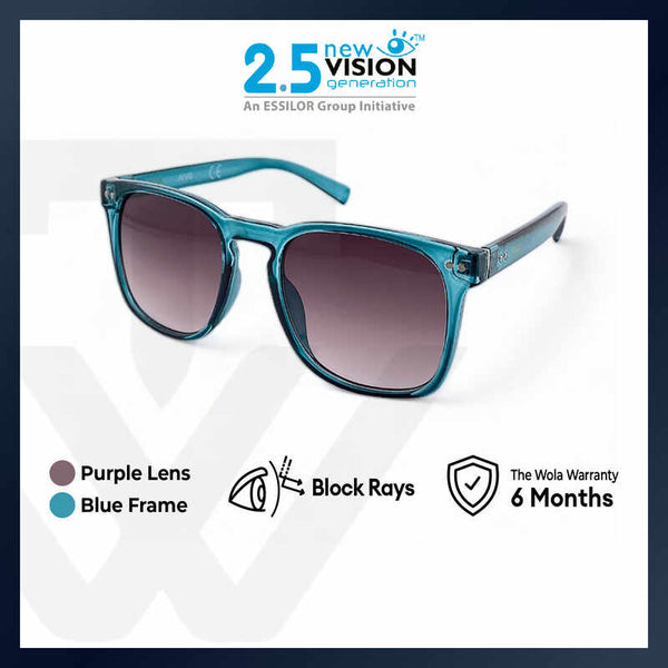 2.5 NVG Unisex's Rectangle Frame Blue Plastic UV Protection Sunglasses SUNSC37305