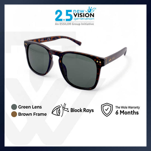 2.5 NVG Unisex's Rectangle Frame Brown Plastic UV Protection Sunglasses SUNSC37306