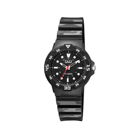 Q&Q Watch By Citizen V07A-010VY Unisex Analog Watch with Black Resin Strap