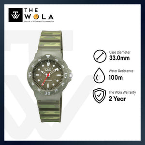 Q&Q Watch By Citizen V07A-012VY Unisex Analog Watch with Green Resin Strap