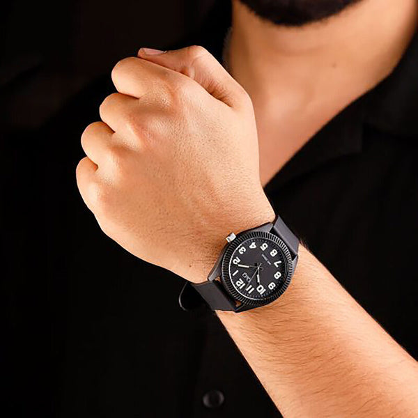 Q&Q Watch by Citizen V12A-004VY Men Analog Watch Black Resin Strap