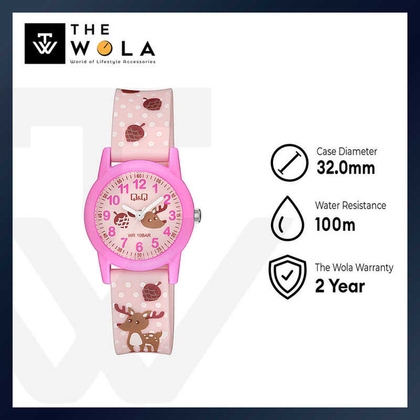 Q&Q Watch By Citizen V22A-015VY Kids Analog Watch with Pink Resin Strap