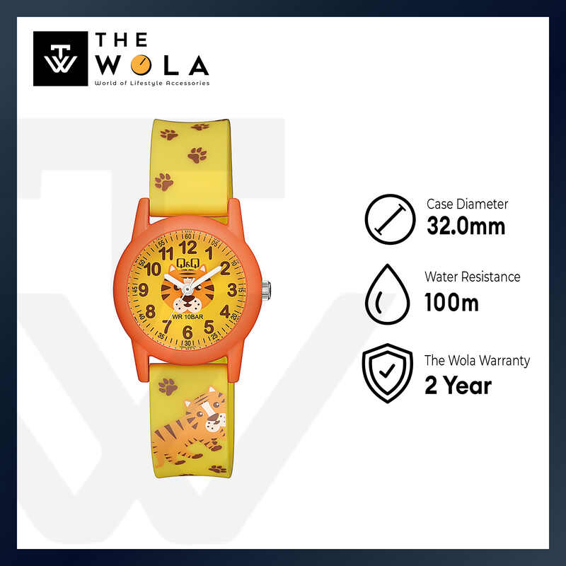 Q&Q Watch By Citizen V22A-016VY Kids Analog Watch with Yellow Resin Strap