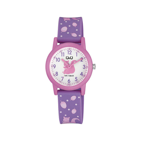 Q&Q Watch By Citizen V23A-007VY Kids Analog Watch with Purple Resin Strap