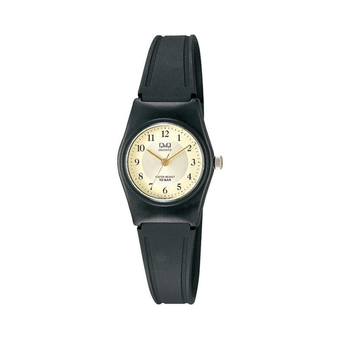 Q&Q Watch By Citizen VP35J011Y Women Analog Watch with Black Rubber Strap