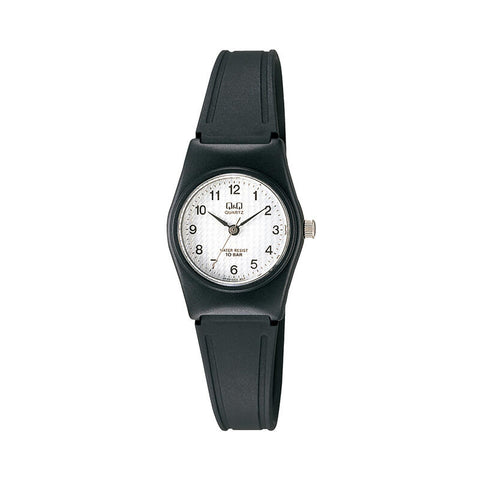 Q&Q Watch By Citizen VP35J023Y Women Analog Watch with Black Rubber Strap