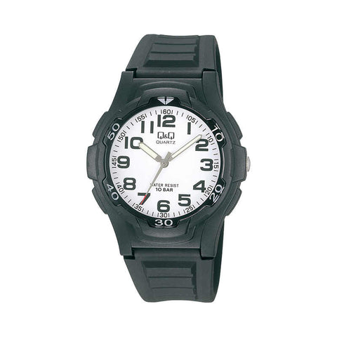 Q&Q Watch By Citizen VP84J001Y Men Analog Watch with Black Resin Strap