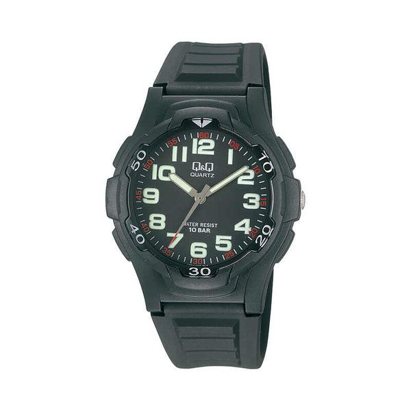 Q&Q Watch By Citizen VP84J002Y Men Analog Watch with Black Resin Strap