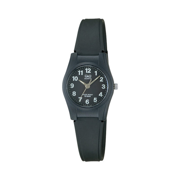 Q&Q Watch By Citizen VQ03J004Y Women Analog Watch with Black Rubber Strap