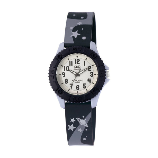 Q&Q Watch by Citizen VQ96J013Y Kids Analog Watch with Black Rubber Strap