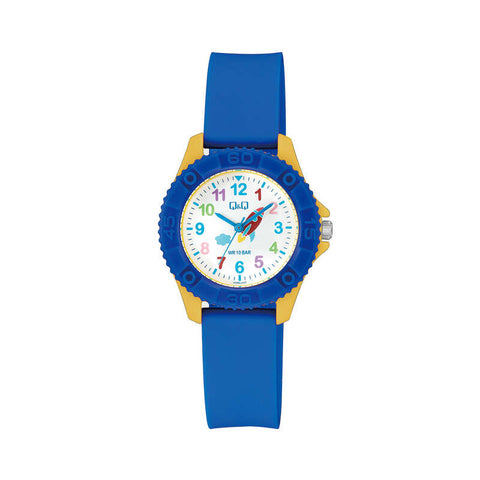 Q&Q Watch By Citizen VQ96J022Y Kids Analog Watch with Blue Rubber Strap