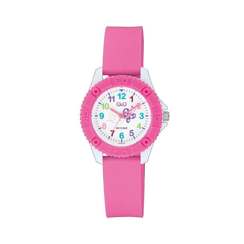 Q&Q Watch By Citizen VQ96J025Y Kids Analog Watch with Pink Rubber Strap