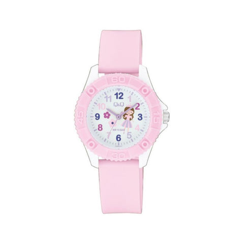 Q&Q Watch by Citizen VQ96J027Y Kids Analog Watch with Pink Rubber Strap