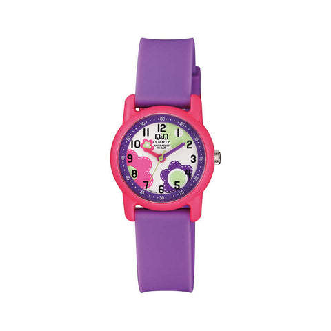 Q&Q Watch By Citizen VR41J006Y Kids Analog Watch with Purple Rubber Strap