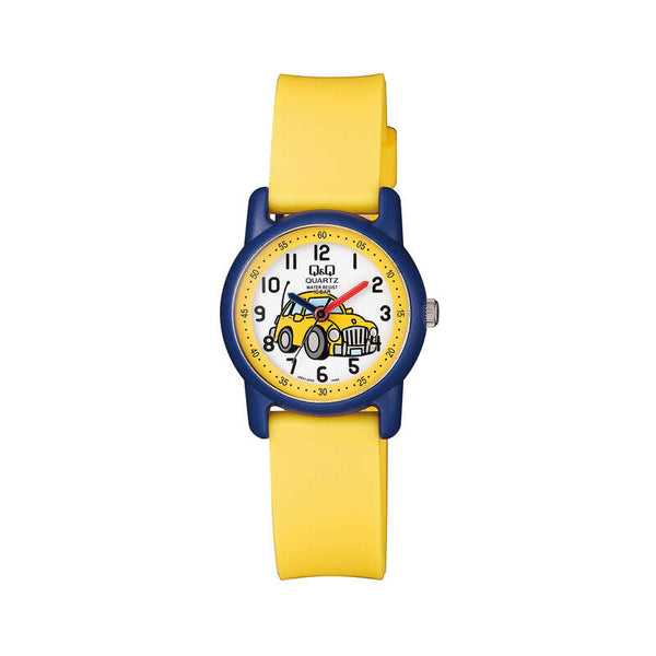 Q&Q Watch By Citizen VR41J009Y Kids Analog Watch with Yellow Rubber Strap