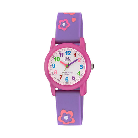 Q&Q Watch by Citizen VR99J001Y Kids Analog Watch with Purple Rubber Strap