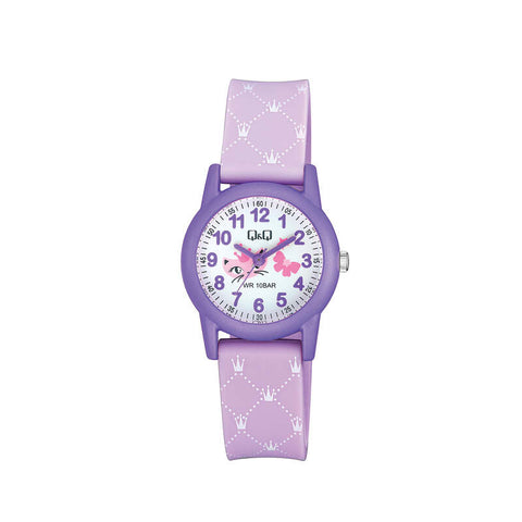 Q&Q Watch By Citizen VR99J014Y Kids Analog Watch with Purple Rubber Strap