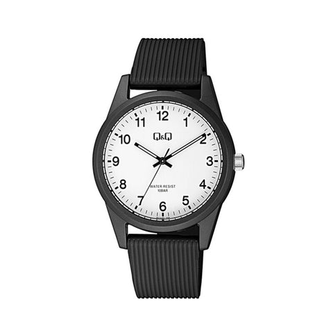 Q&Q Watch by Citizen VS12J001Y Men Analog Watch with Black Rubber Strap