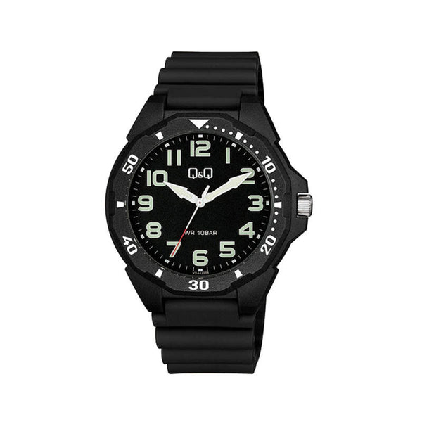 Q&Q Watch by Citizen VS44J001Y Men Analog Watch with Black Rubber Strap