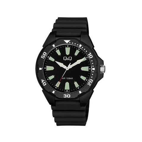 Q&Q Watch by Citizen VS44J005Y Men Analog Watch with Black Rubber Strap