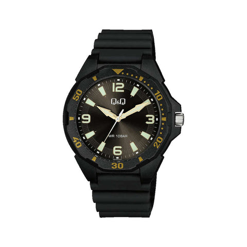 Q&Q Watch by Citizen VS44J007Y Men Analog Watch with Black Rubber Strap