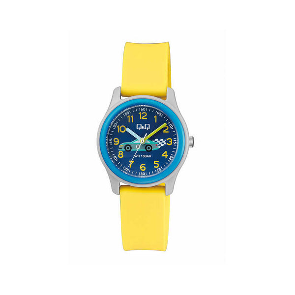 Q&Q Watch By Citizen VS59J007Y Kids Analog Watch with Yellow Rubber Strap