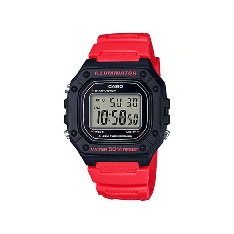 Casio Men's Digital Watch W-218H-4BV Red Resin Band Watch for men