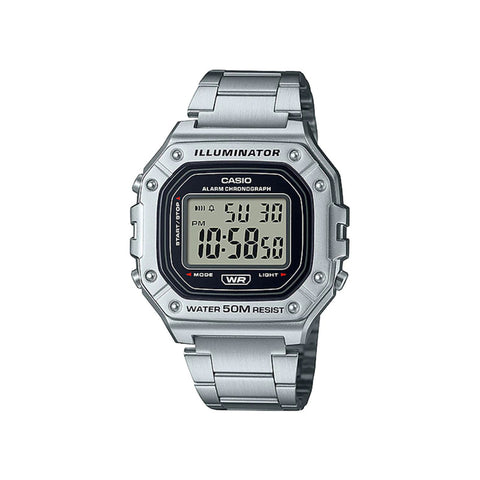 Casio Men's Digital W-218HD-1A Silver Stainless Steel Watch