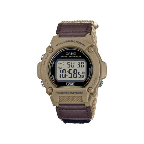 Casio Men's Digital Watch W-219HB-5AVDF Brown Cloth Strap Sport Watch