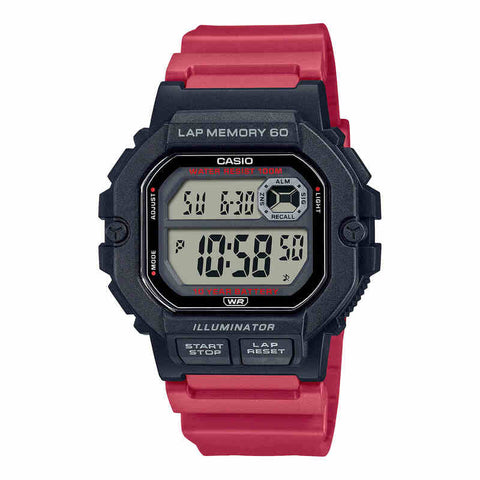 Casio Men's Digital Watch WS-1400H-4A Red Resin Strap Watch for Men