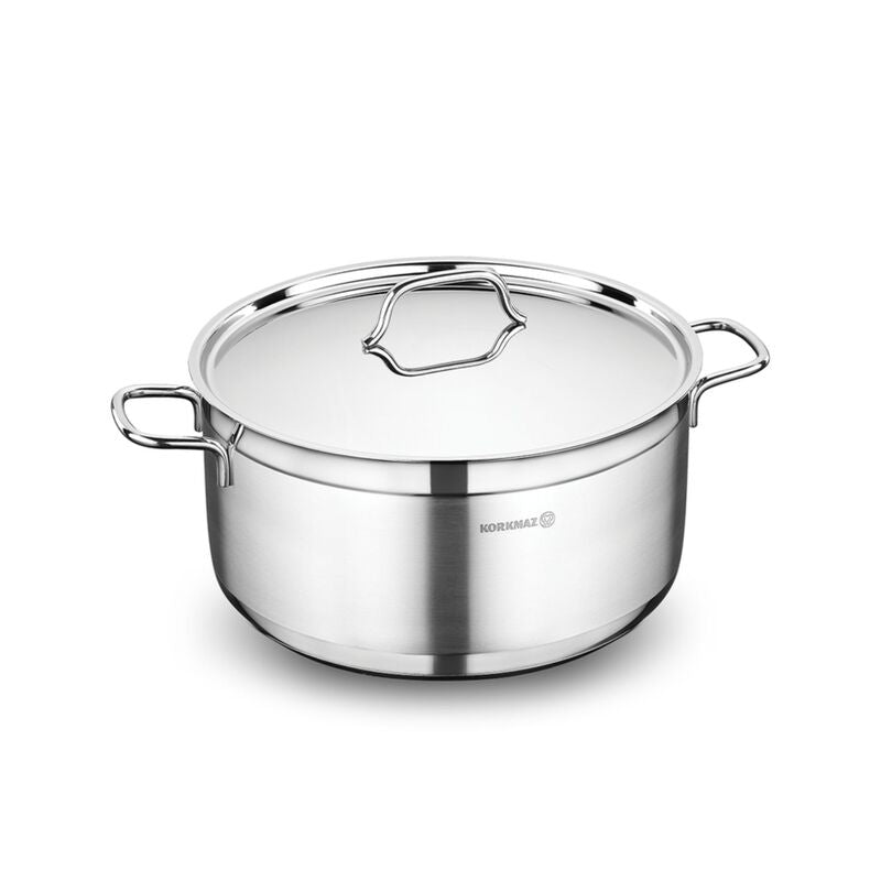 Korkmaz Alfa Stainless Steel Stock Pot (Soup Pot) - 24x12cm, Induction Compatible, Made in Turkey