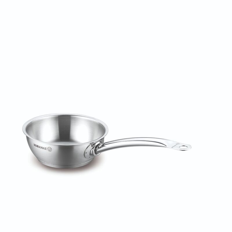 Korkmaz Proline Satin Stainless Steel Frying Pan - 16x6cm, Induction Compatible, Made in Turkey