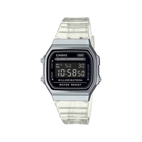 Casio Vintage A168XES-1B Unisex White Transparent Resin Band Digital Watch