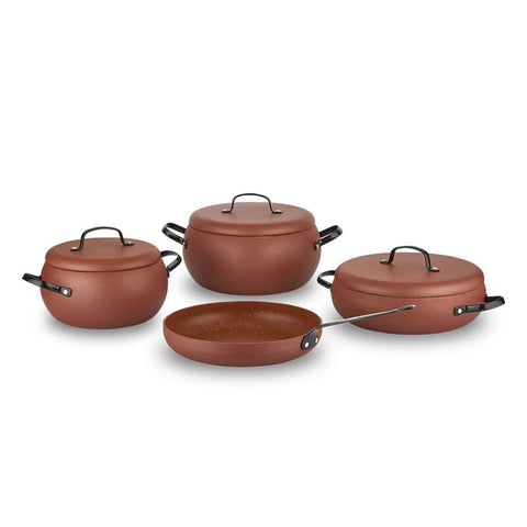 Korkmaz Pottery 7 Piece Non-Stick Cookware Set - Stock Pot Set with Frying Pan, Made in Turkey