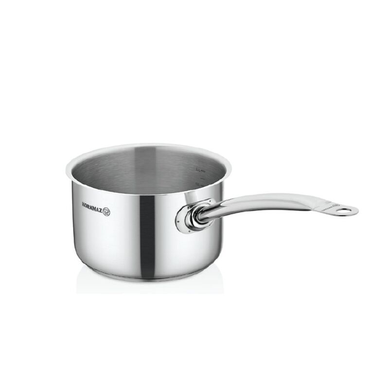 Korkmaz Proline Gastro Stainless Steel Saucepan - 18×11cm, Lid Not Included, Induction Compatible, Made in Turkey