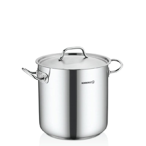 Korkmaz Proline Gastro Stainless Steel Stock Pot (Soup Pot) - 16x16cm, Heavy Duty Induction Pot, Made in Turkey