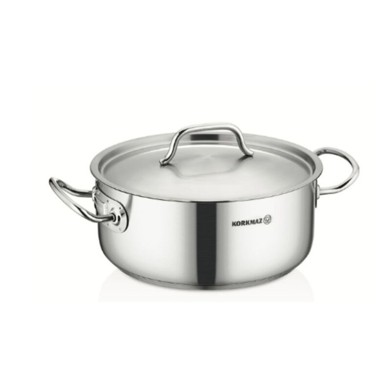 Korkmaz Proline Gastro Stainless Steel Cooking Pot - 24x10cm, Induction Compatible, Made in Turkey