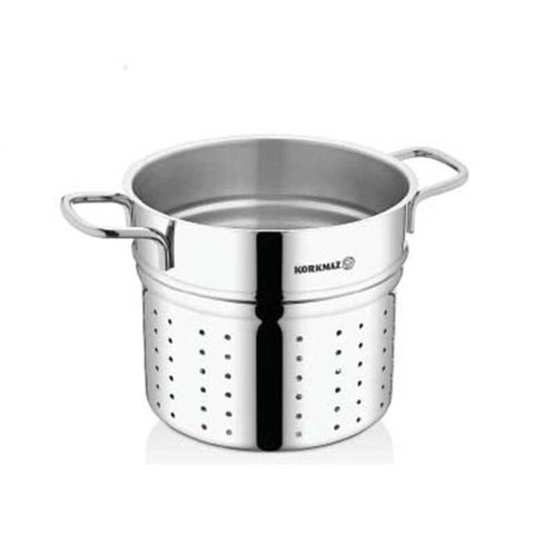 Korkmaz Proline Satin Stainless Steel Spaghetti Strainer Basket Insert - 20x17.5cm, Made in Turkey