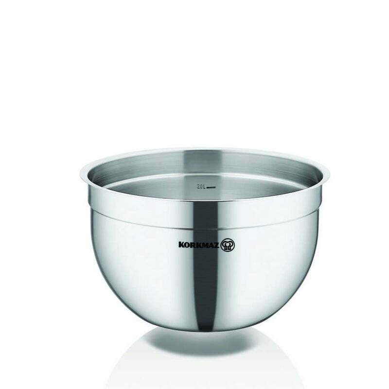 Korkmaz Proline Gastro Stainless Steel Mixing Bowl - 20x13 cm, Food Preparation Container, Made in Turkey