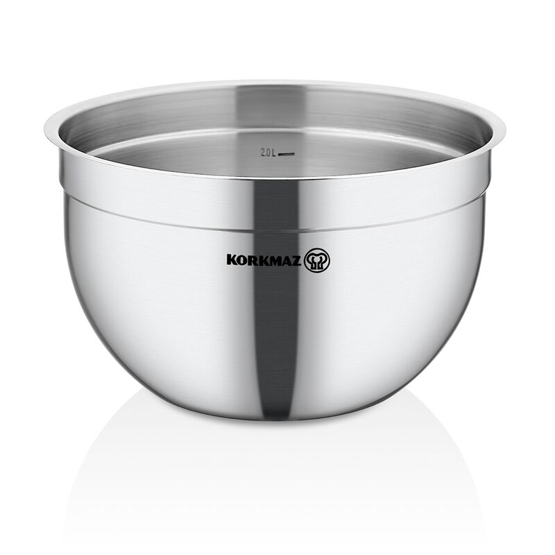 Korkmaz Proline Gastro Stainless Steel Mixing Bowl - 24x15cm, Food Preparation Container, Made in Turkey