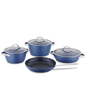 Korkmaz Azura 7-Piece Non-Stick Cookware Set - Gas Stove Compatible, Stock Pot Set with Frying Pan, Made in Turkey